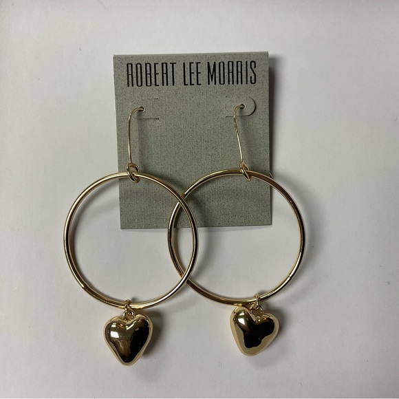 Robert Lee Morris Heart Hoop Earrings - Picture 2 of 3